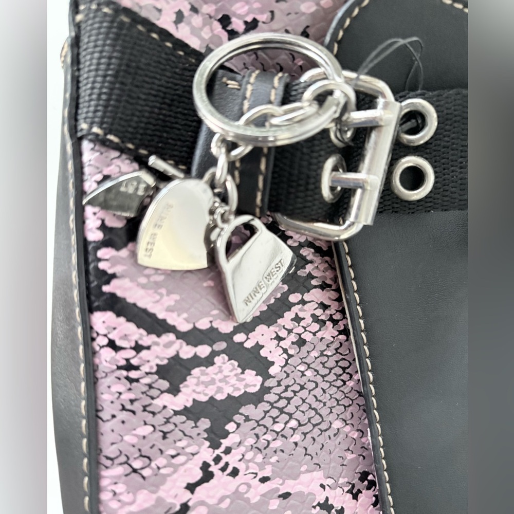 NWT Nine West Pink & black Snakeskin Purse Vintage Y2K spacious various pockets - Picture 7 of 15